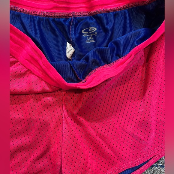 2 Pair of Champion Size L Running Shorts Pink/Blue - Picture 5 of 6
